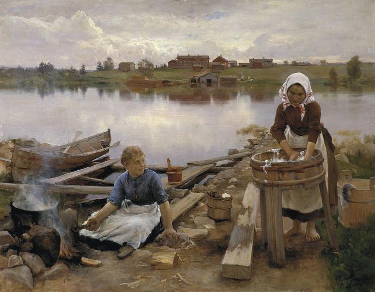 Eero Jarnefelt JARNEFELT Eero Laundry at the river bank